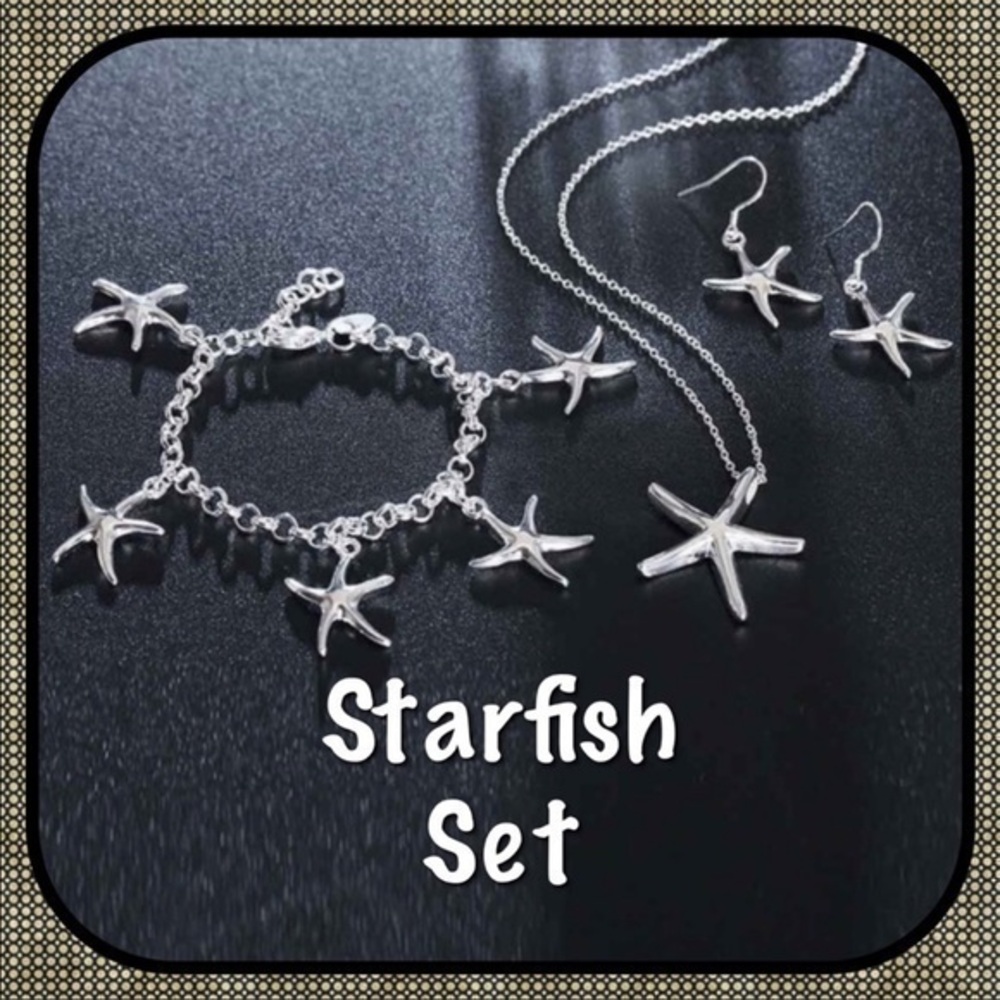 Star fish jewelry set 3 piece earrings bracelet necklace
